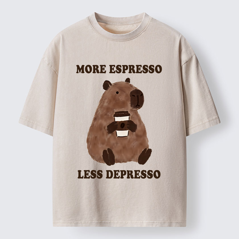 Tokyo-Tiger Coffee Capybara Art Washed T-Shirt