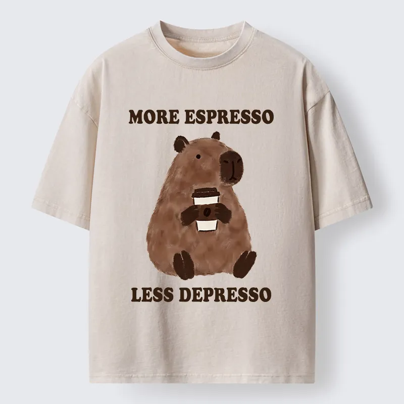 Tokyo‑Tiger Coffee Capybara Art Washed T‑Shirt Sale