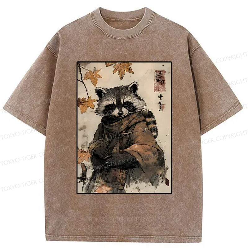 Tokyo-Tiger Raccoon Ninja Washed T-Shirt