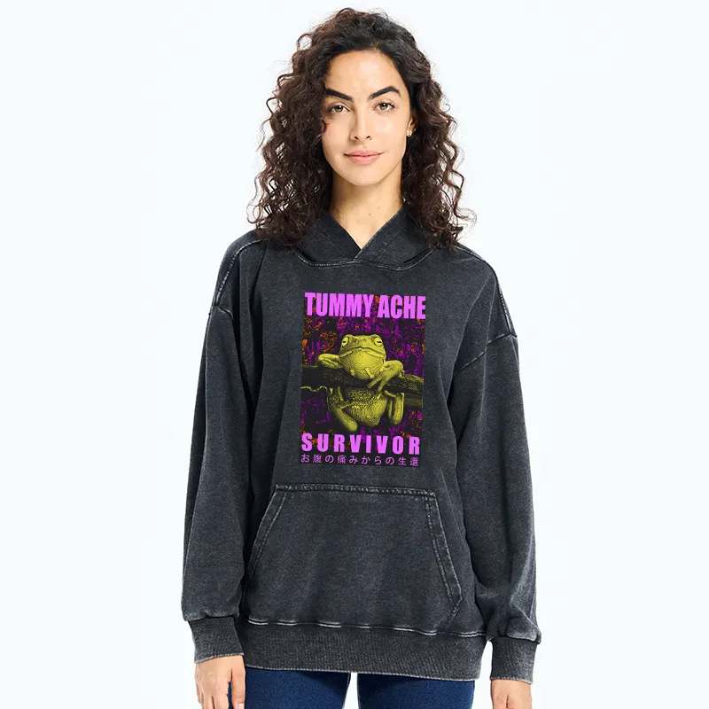 Tokyo-Tiger A Frog With Stomachache Washed Hoodie