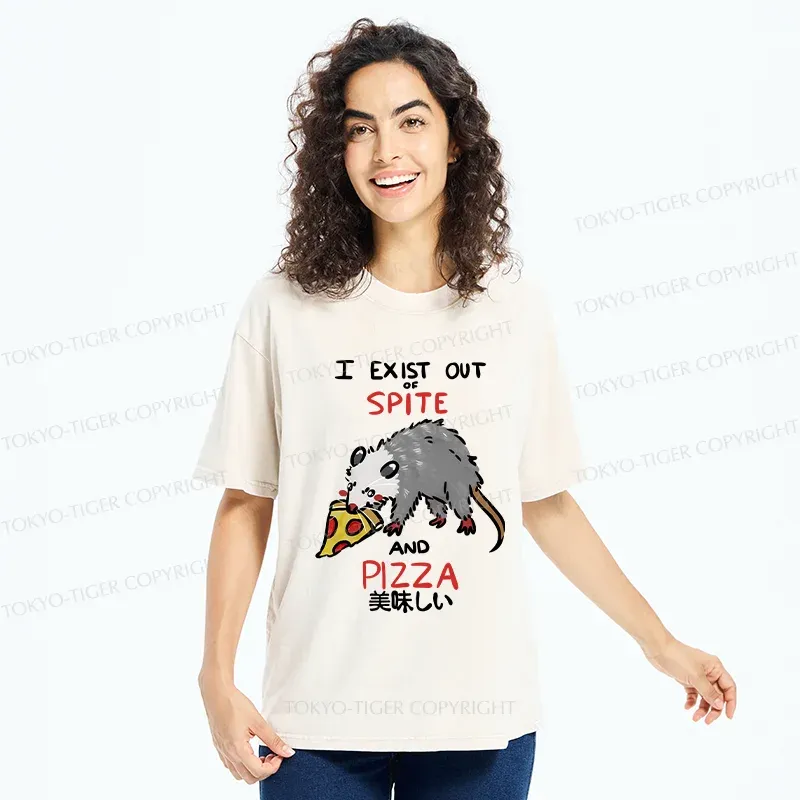 Tokyo-Tiger Delicious Pizza Japan Washed T-Shirt