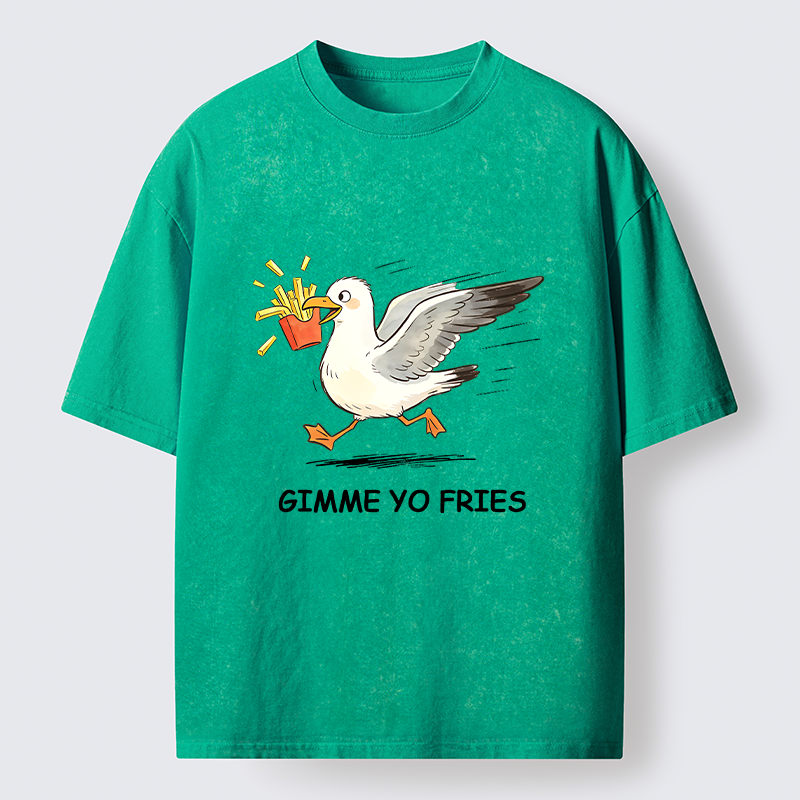 Tokyo-Tiger Funny Seagull Fries Meme Washed T-Shirt
