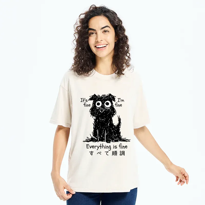 Tokyo-Tiger Everything Is Fine Washed T-Shirt