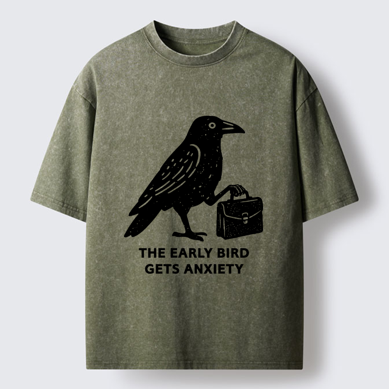 Tokyo-Tiger Funny Work Crow Meme Washed T-Shirt