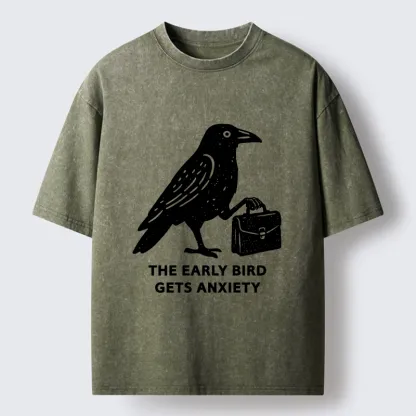 Tokyo-Tiger Funny Work Crow Meme Washed T-Shirt