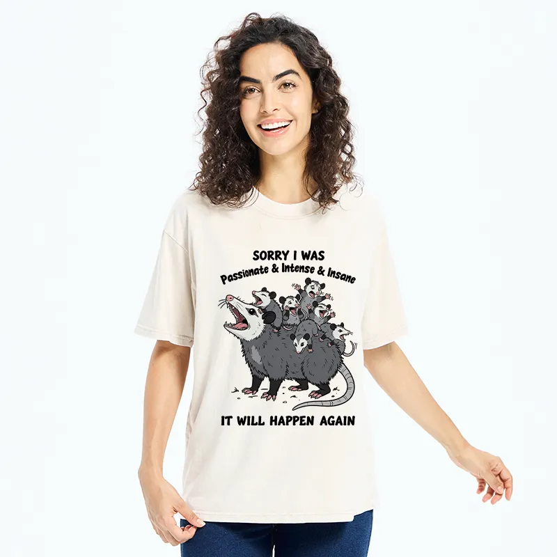 Tokyo-Tiger Crazy Opossum Crew Meme Washed T-Shirt