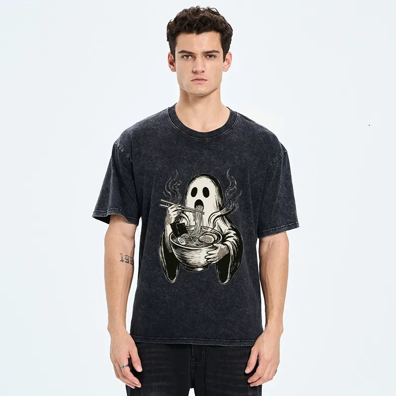 Tokyo‑Tiger Funny Ghost Ramen Washed T‑Shirt