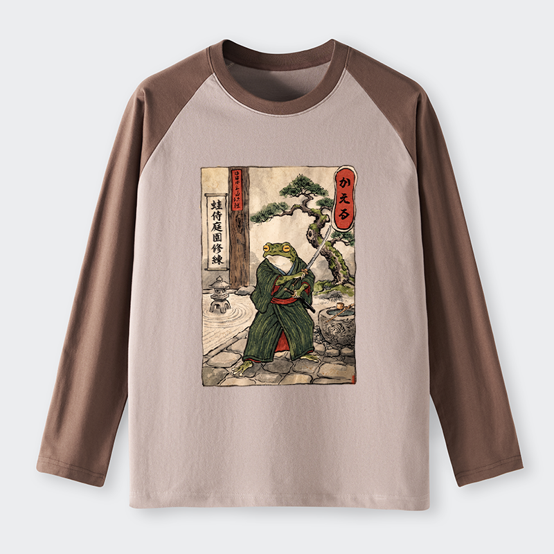 Tokyo-Tiger Samurai Frog Training Raglan Long Sleeve T-shirt
