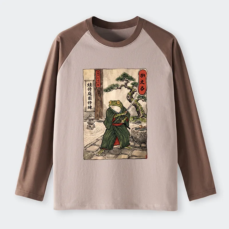 Tokyo-Tiger Samurai Frog Training Raglan Long Sleeve T-shirt