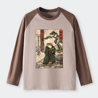 Tokyo-Tiger Samurai Frog Training Raglan Long Sleeve T-shirt