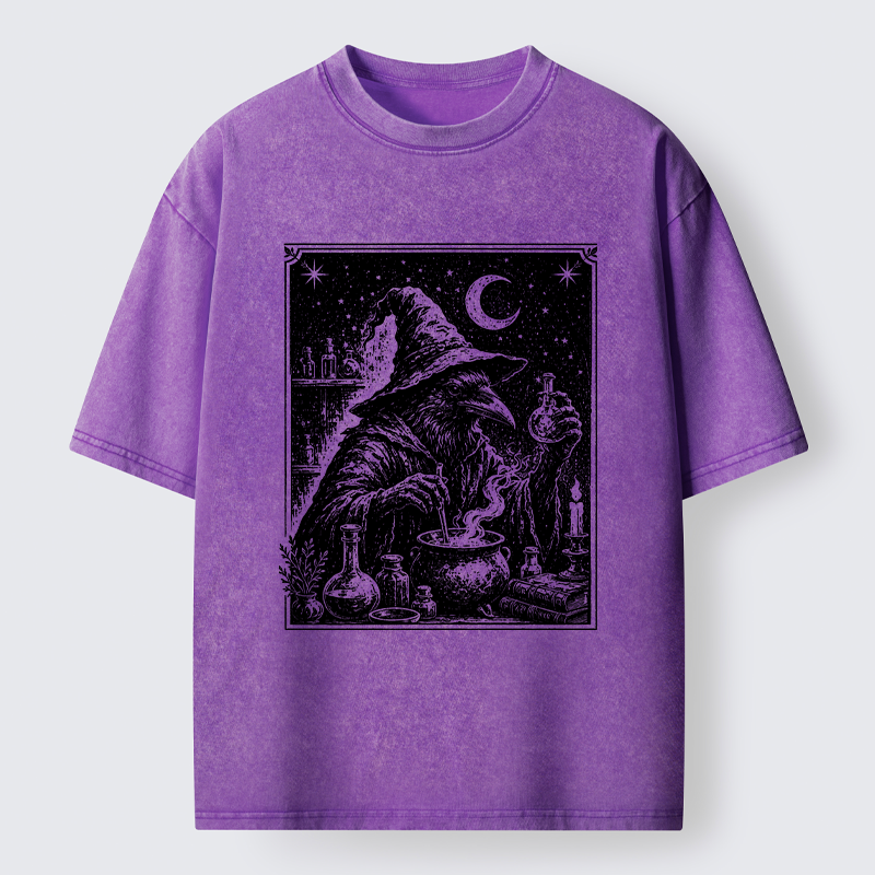 Tokyo-Tiger Funny Magical Raven Washed T-Shirt