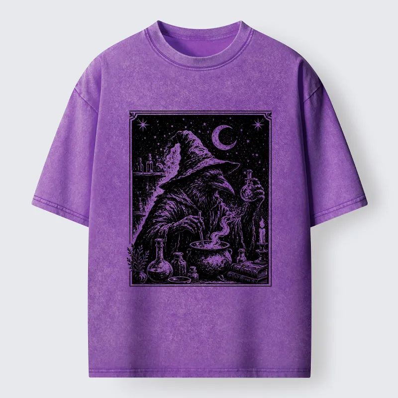 Tokyo-Tiger Funny Magical Raven Washed T-Shirt