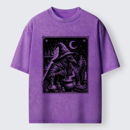 Tokyo-Tiger Funny Magical Raven Washed T-Shirt