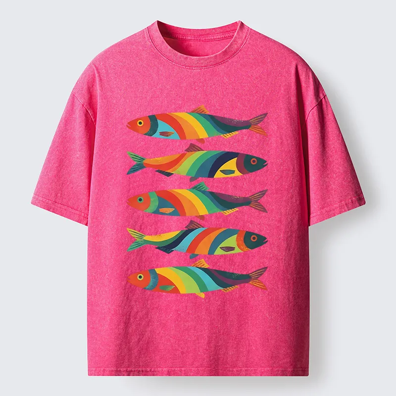 Tokyo-Tiger Bright Colorful Fish Washed T-Shirt