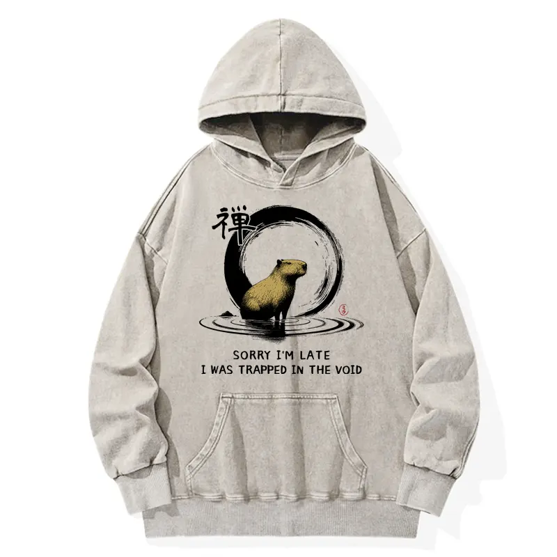 Tokyo-Tiger Zen Capybara Was Trapped In The Void Washed Hoodie