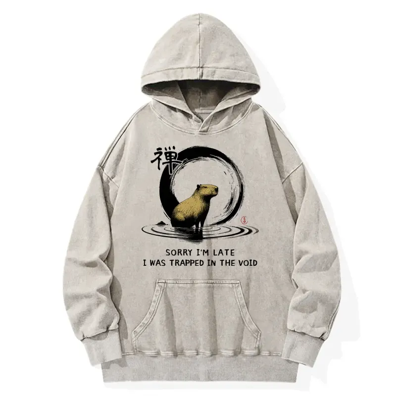 Tokyo-Tiger Zen Capybara Was Trapped In The Void Washed Hoodie