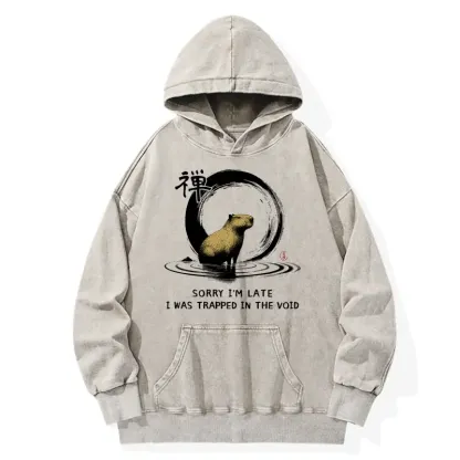 Tokyo-Tiger Zen Capybara Was Trapped In The Void Washed Hoodie