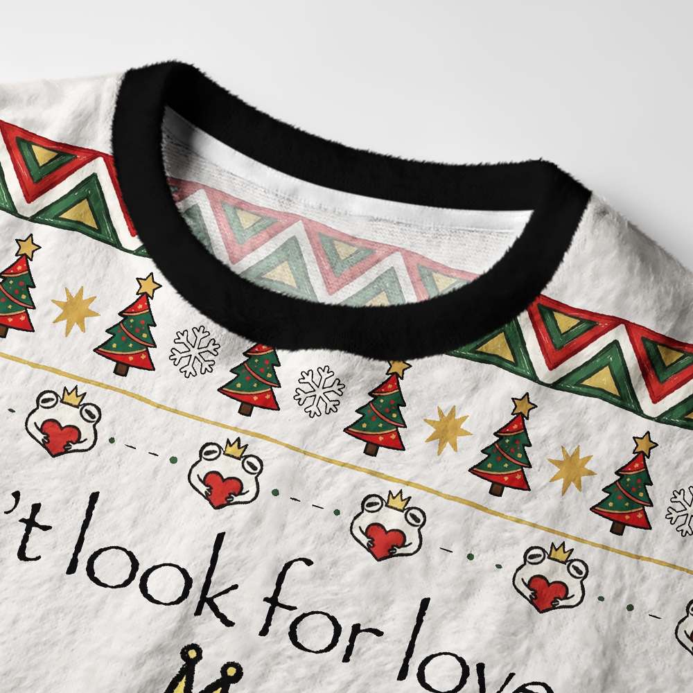 Tokyo-Tiger Inner Love Frog Art Fuzzy Christmas Ugly Sweatshirt