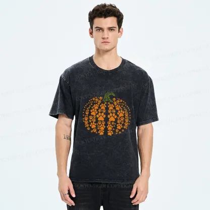 Tokyo-Tiger Cute Pumpkin Washed T-Shirt