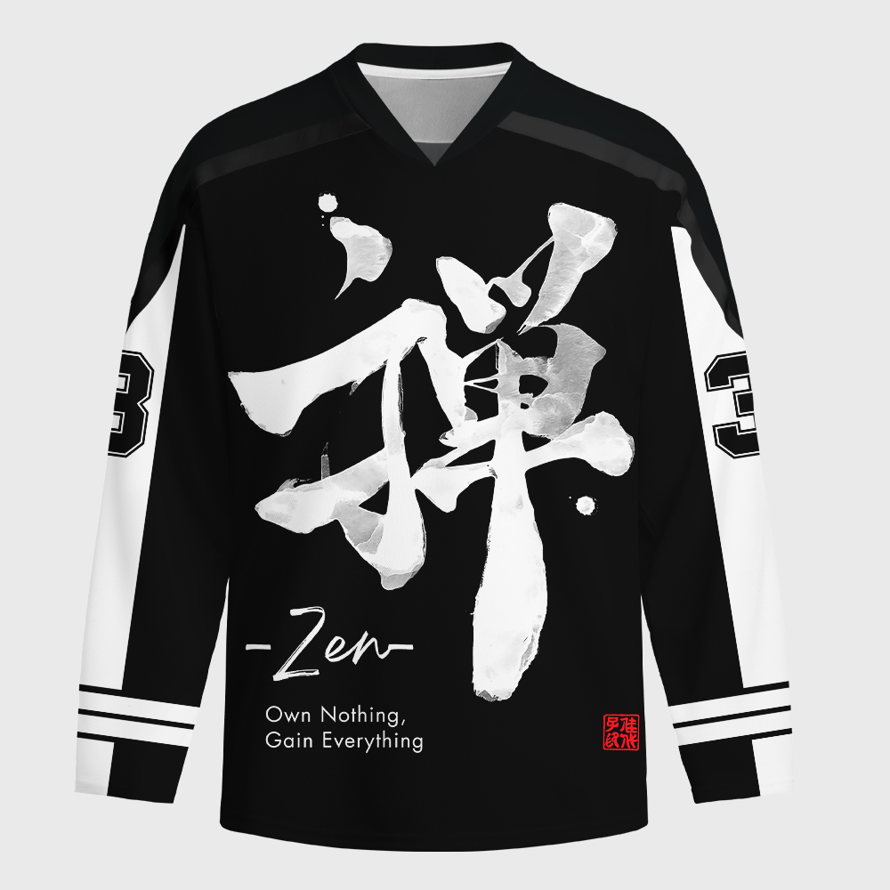 Tokyo-Tiger Japanese Zen Kanji Long-Sleeve Hockey Jersey