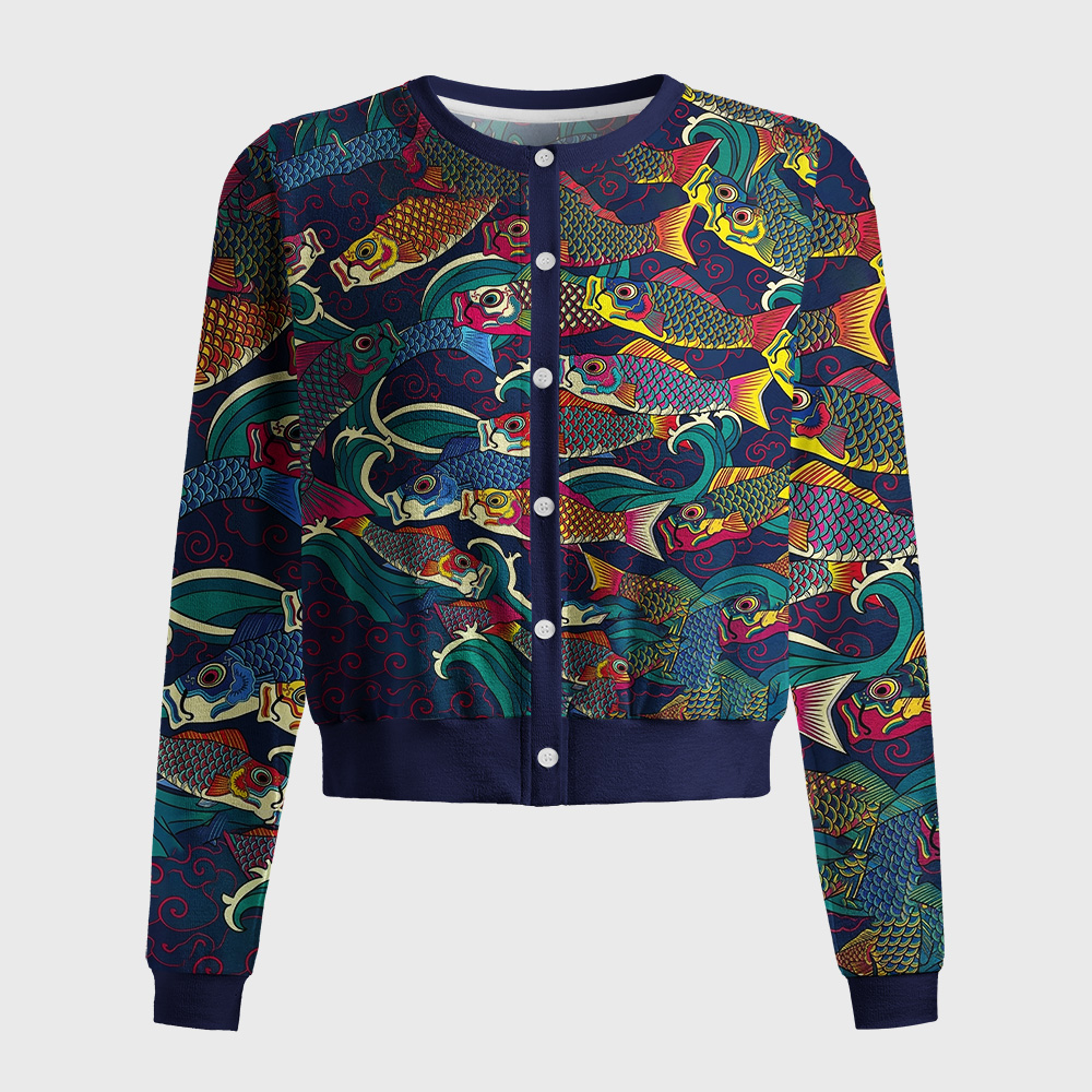 Tokyo-Tiger Colorful Japanese Koinobori Women's Lightweight Cardigan