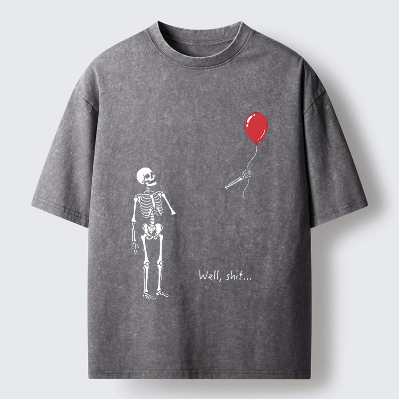 Tokyo-Tiger Skeleton Balloon Meme Washed T-Shirt