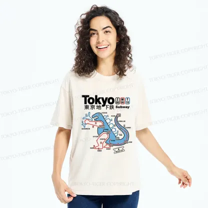 Tokyo-Tiger Tokyo Subway Map Washed T-Shirt