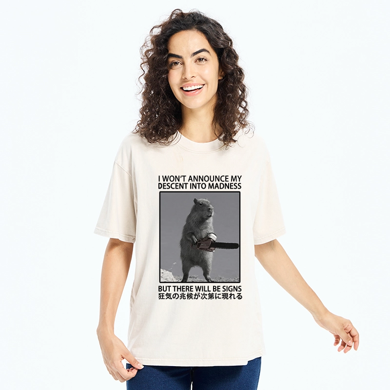 Tokyo-Tiger Funny Meme Chainsaw Capybara Madness Washed T-Shirt