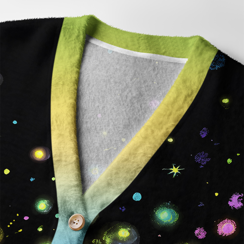Tokyo-Tiger Glowing Starry Meadow Ugly Cardigan Sweater