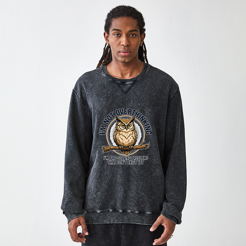 Tokyo-Tiger Overthink Master Owl Washed Terry Sweatshirt