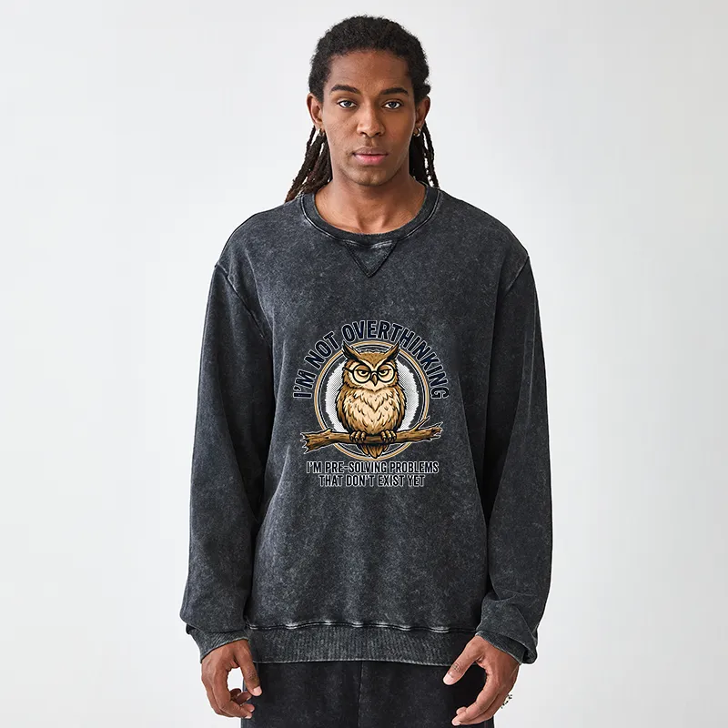 Tokyo-Tiger Overthink Master Owl Washed Terry Sweatshirt