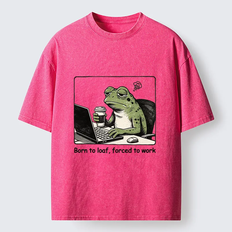 Tokyo-Tiger Working Frog Coffee Meme Washed T-Shirt