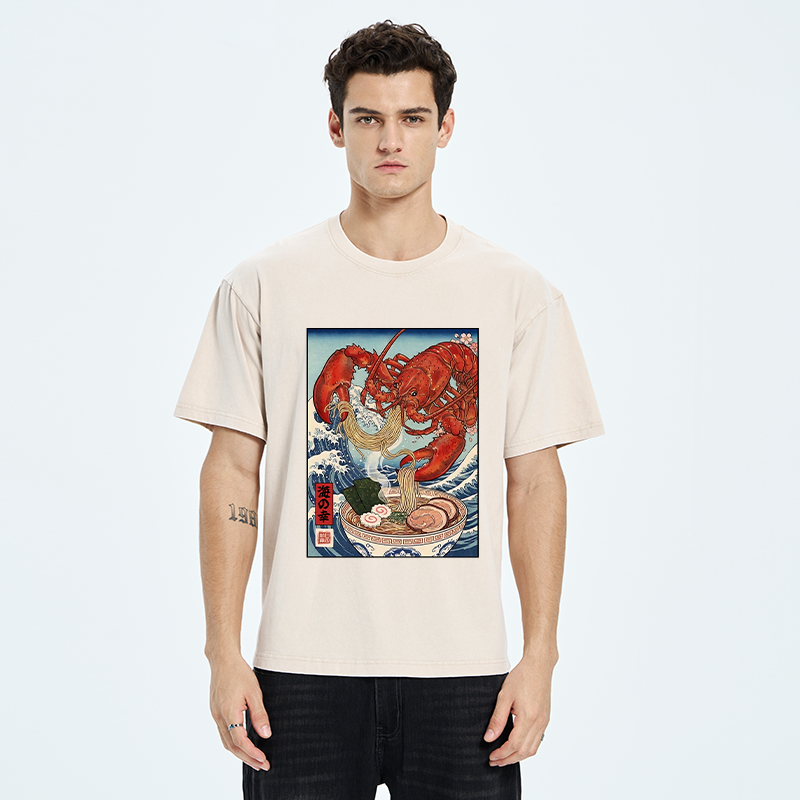 Tokyo-Tiger Lobster Ramen Wave Washed T-Shirt