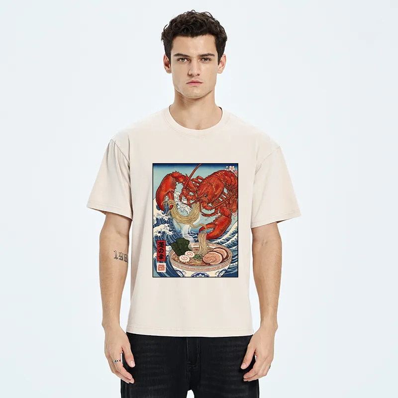 Tokyo-Tiger Lobster Ramen Wave Washed T-Shirt