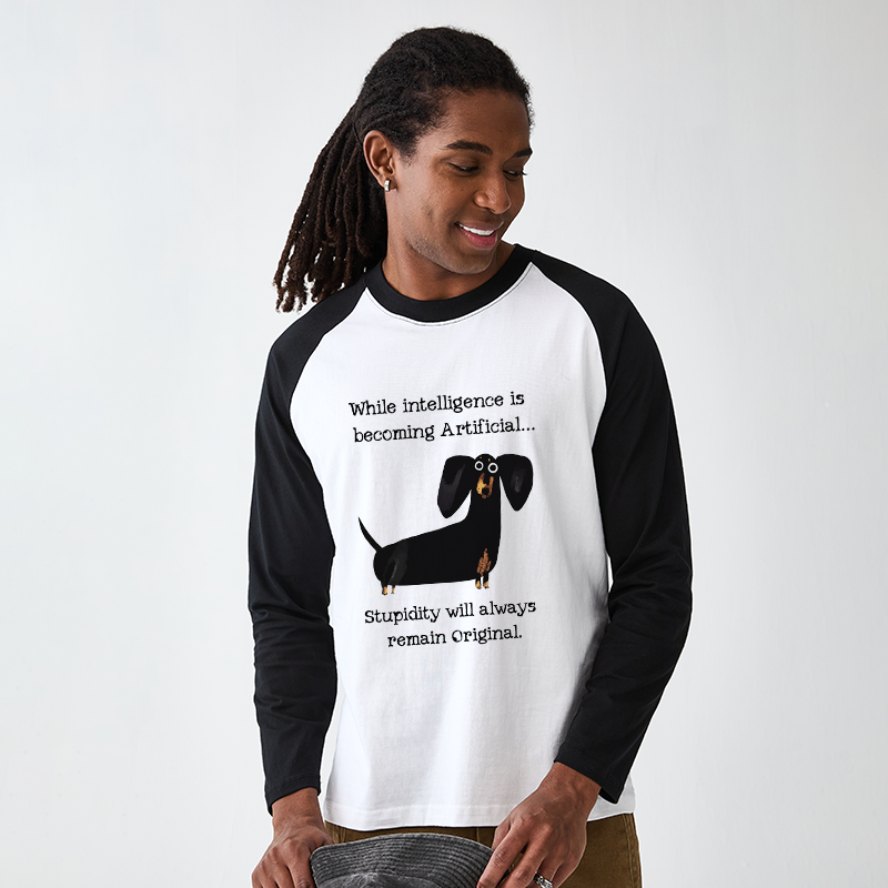 Tokyo-Tiger Dachshund Real Humor Funny Meme Raglan Long Sleeve T-shirt