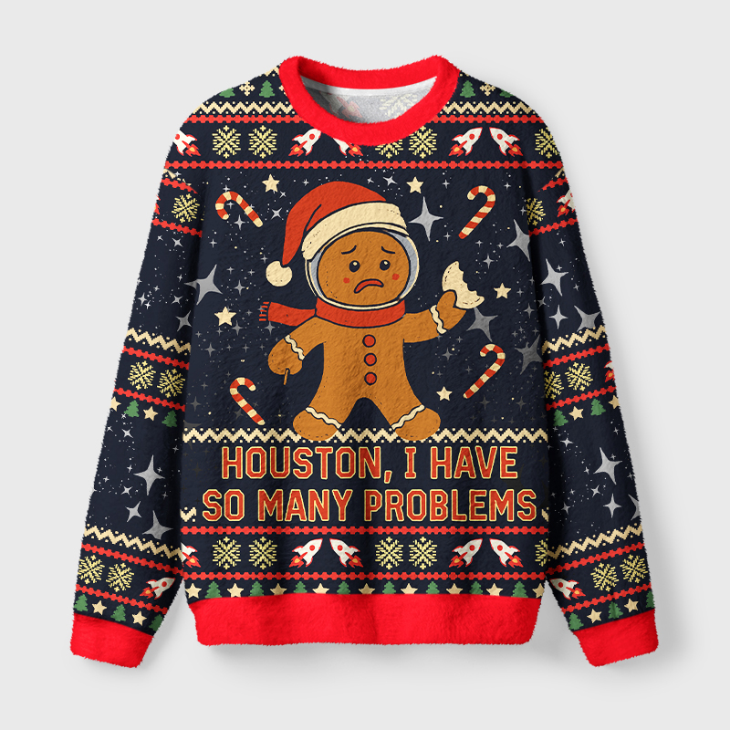 Tokyo-Tiger Gingerbread Men Have Many Problems Fuzzy Christmas Ugly Sweatshirt
