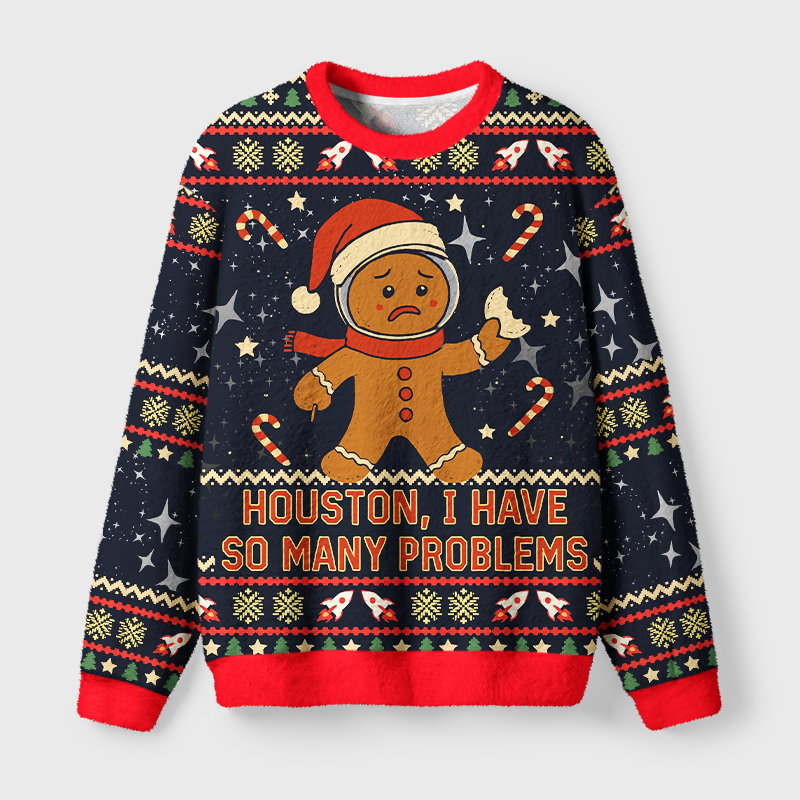 Tokyo-Tiger Black Cat Drinking Tea Fuzzy Christmas Ugly Sweatshirt