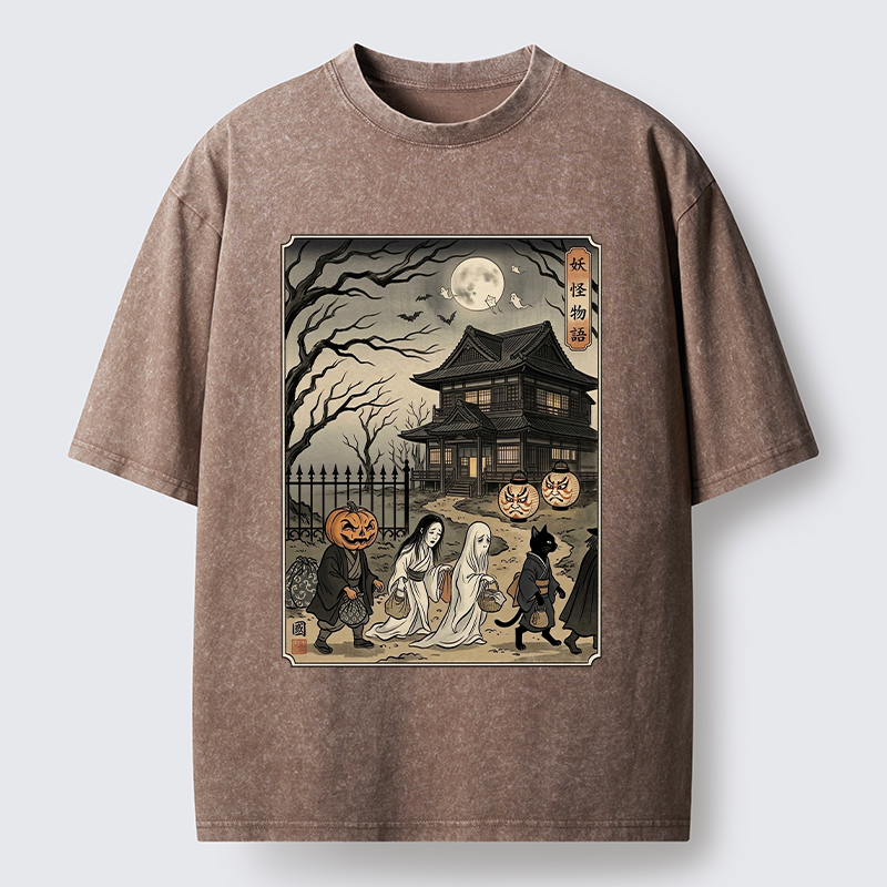 Tokyo-Tiger Vintage Yokai Art Washed T-Shirt