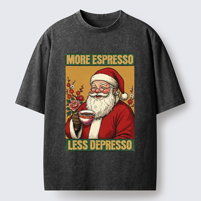 Tokyo-Tiger Funny Santa Coffee Meme Washed T-Shirt