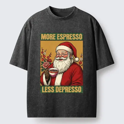 Tokyo-Tiger Funny Santa Coffee Meme Washed T-Shirt