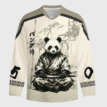 Tokyo-Tiger Samurai Panda Warrior Long-Sleeve Hockey Jersey