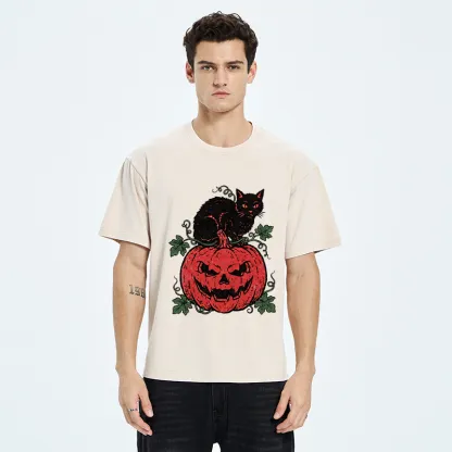 Tokyo-Tiger Pumpkin Black Cat Washed T-Shirt