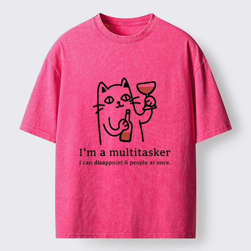 Tokyo-Tiger Funny Wine Lover Cat Washed T-Shirt