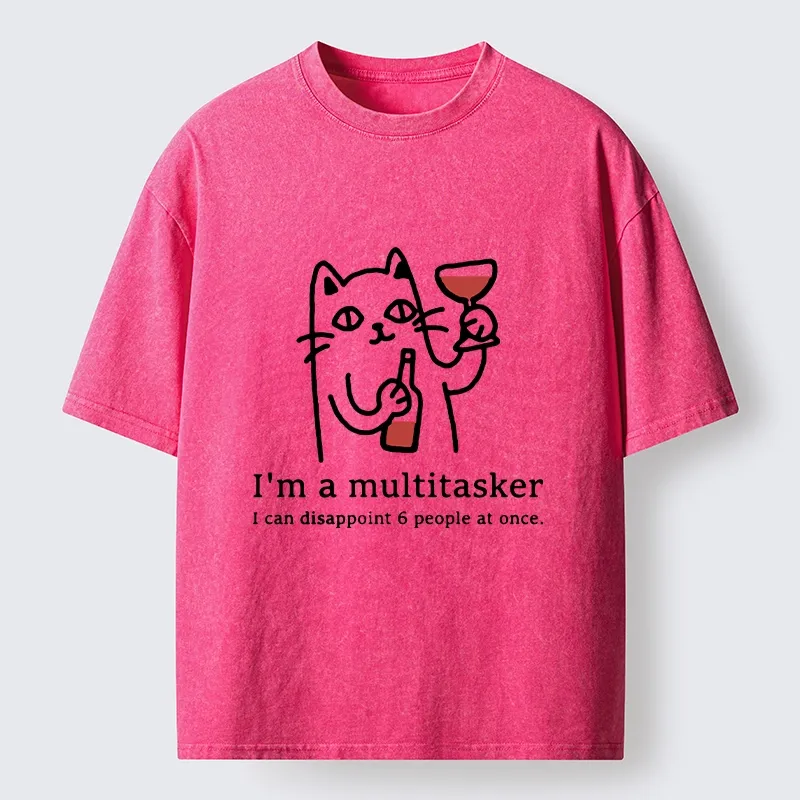 Tokyo-Tiger Funny Wine Lover Cat Washed T-Shirt