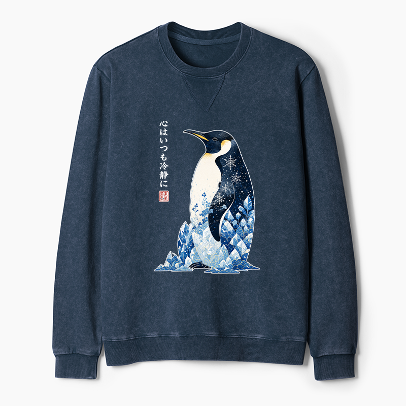 Tokyo-Tiger Keep Calm Penguin Washed Terry Sweatshirt
