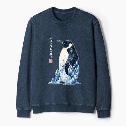 Tokyo-Tiger Keep Calm Penguin Washed Terry Sweatshirt
