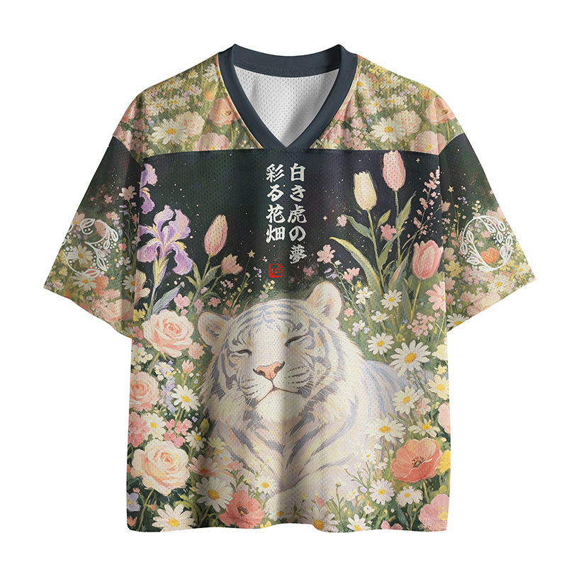 Tokyo-Tiger Blossom‑Wrapped Tiger Mesh Jersey