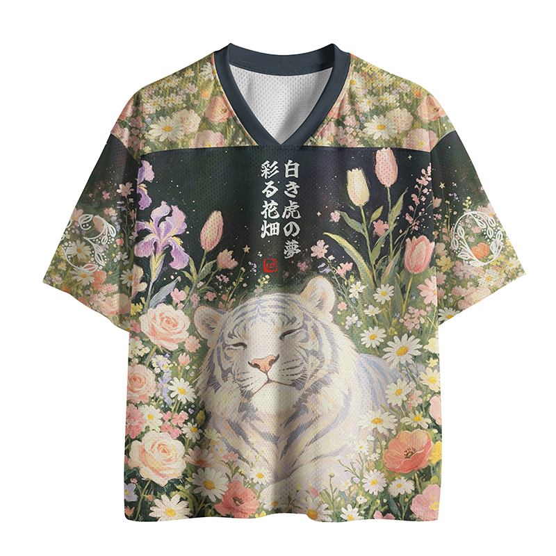 Tokyo-Tiger Blossom‑Wrapped Tiger Mesh Jersey