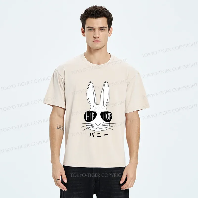 Tokyo-Tiger Hiphop Easter Bunny Washed T-Shirt