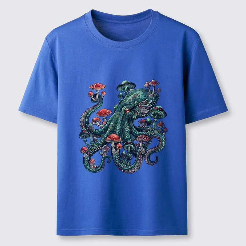 Tokyo-Tiger Octopus Covered In Mushrooms Classic T-Shirt